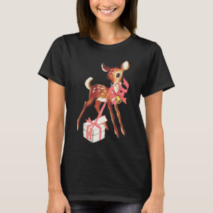 Retro vintage reindeer pink christmas ba T-Shirt