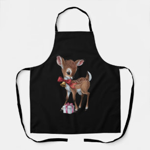 Retro Vintage Reindeer Pink Christmas Baby Deer Apron