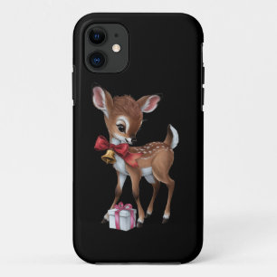 Retro Vintage Reindeer Pink Christmas Baby Deer iPhone 11 Case