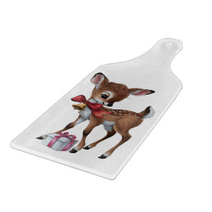 Retro Vintage Reindeer Pink Christmas Baby Deer Cutting Board