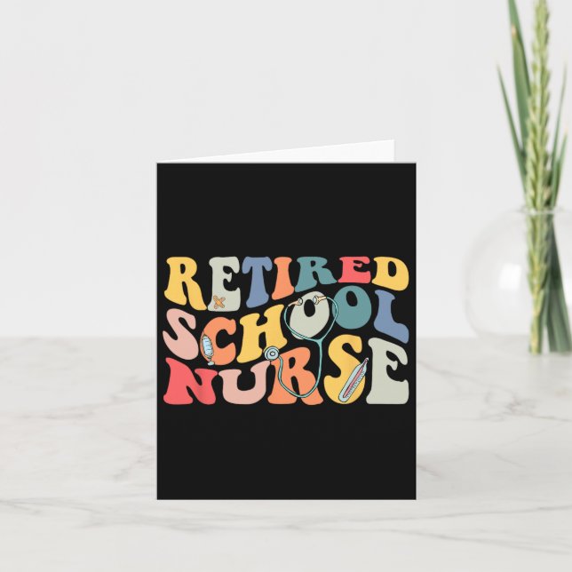 Retro Vintage Retired School Nurse Retirement Part Card (Front)