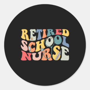 Retro Vintage Retired School Nurse Retirement Part Classic Round Sticker