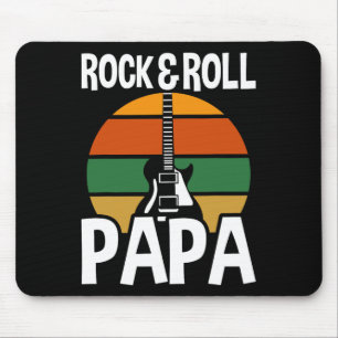 Retro Vintage Rock And Roll Papa Guitar Fathers Da Mouse Mat