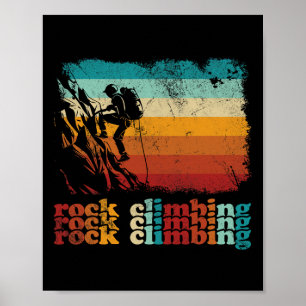Retro Vintage Rock Climbing Climber Rock Climbing Poster