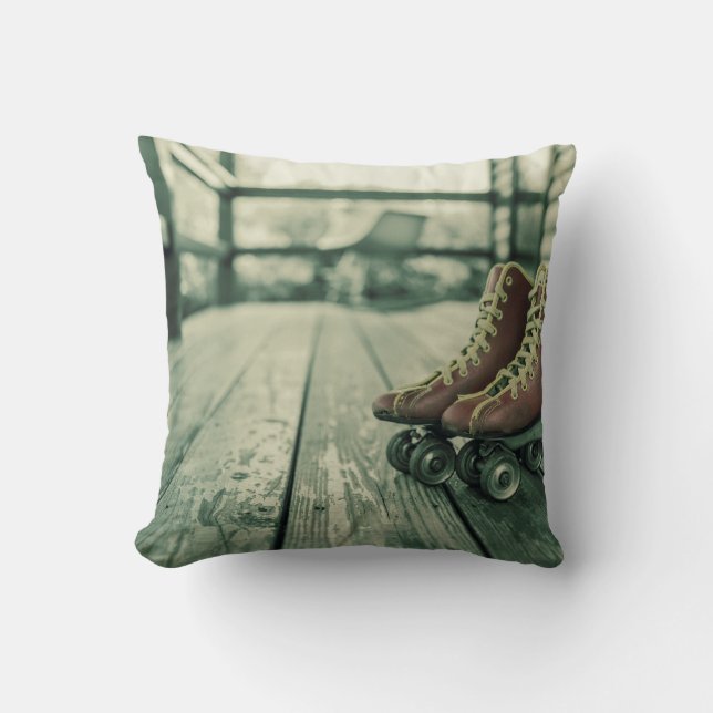 Retro Vintage Roller Skates Cushion (Front)