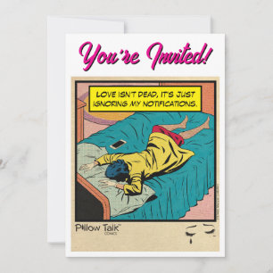 Retro Vintage Romance Comic: Pillow Talk Invitation