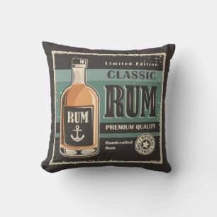 Retro Vintage Rum Throw Pillow