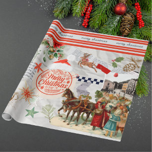 Retro Vintage Saint Nicholas Christmas Holiday Wrapping Paper