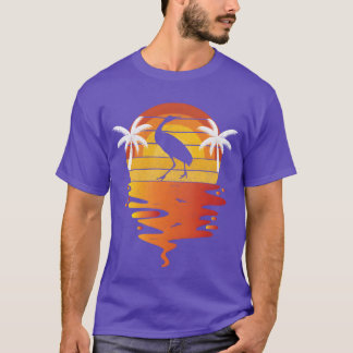 Retro Vintage Sandhill Crane Bird 70s Sunset frien T-Shirt