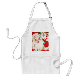 Retro Vintage Santa and reindeer Christmas apron