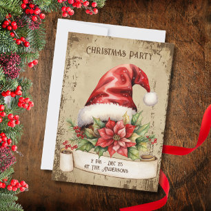 Retro Vintage Santa Christmas Party Invitation