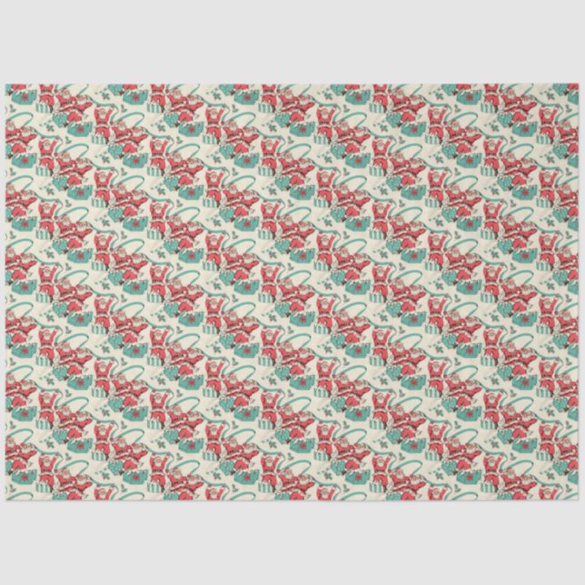 Retro Vintage Santa Christmas Tissue Paper (Front)