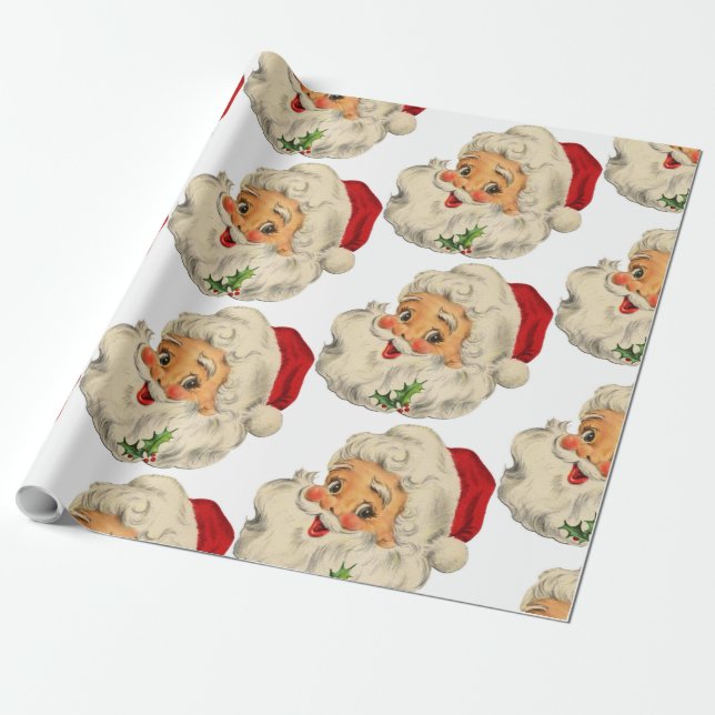 Retro Vintage Santa Christmas  Wrapping Paper (Unrolled)