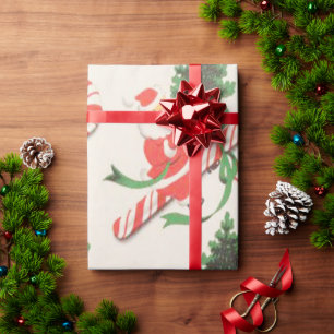 Retro, Vintage Santa Claus Candy Canes Wrapping Paper
