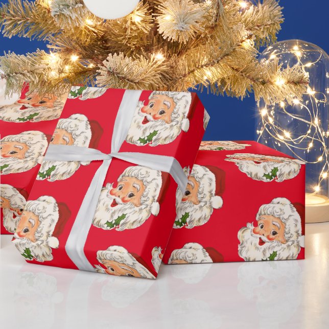 Retro Vintage Santa Claus Christmas Wrapping Paper (Holidays)
