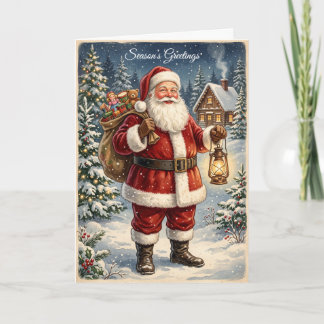 Retro Vintage Santa Claus Holiday Card