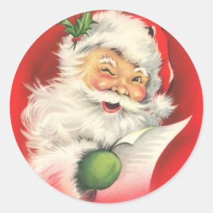 Retro Vintage Santa Claus large Classic Round Sticker
