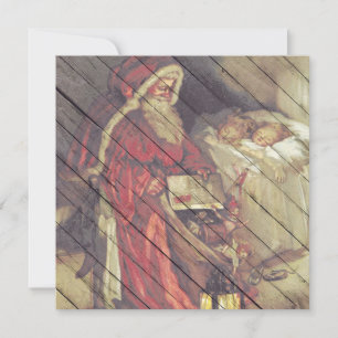 Retro   Vintage Santa Claus On Christmas Eve Holiday Card