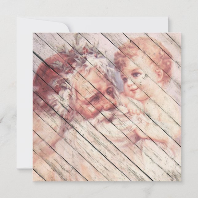 Retro | Vintage Santa Claus With Child Holiday Card (Front)