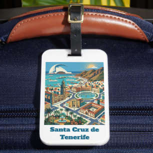 Retro Vintage Santa Cruz de Tenerife City Luggage Tag