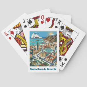 Retro Vintage Santa Cruz de Tenerife City Playing Cards