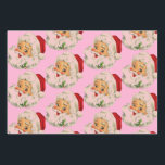 Retro vintage Santa pink Christmas Wrapping Paper Sheet<br><div class="desc">Pink Background with retro/vintage Santa.</div>