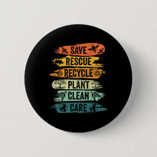 Retro Vintage Save Bees Rescue Animals Recycle Fun 6 Cm Round Badge
