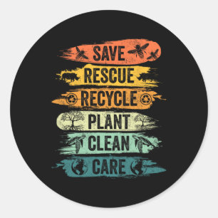 Retro Vintage Save Bees Rescue Animals Recycle Fun Classic Round Sticker