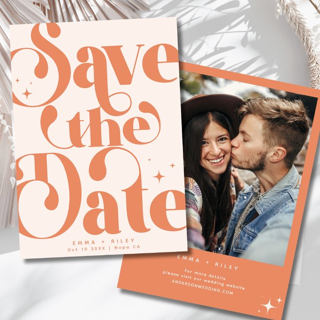 Retro Vintage Save the Date Photo | Terracotta  Announcement (Creator Uploaded)