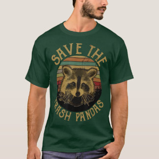 Retro Vintage Save The Trash Pandas Funny Racoon  T-Shirt