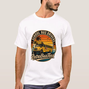 Retro Vintage School Bus Driver Circle White T-Shi T-Shirt