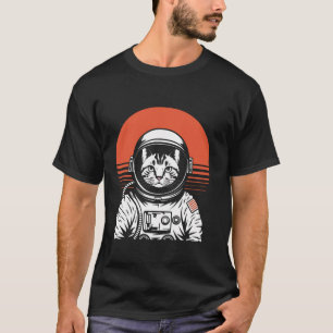 Retro Vintage Sci Fi Space Astronaut Cat Funny Cat T-Shirt