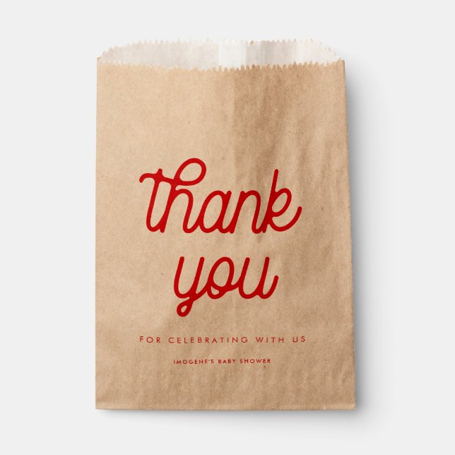 Retro vintage script Baby shower Favour Bags (Front)