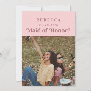 Retro Vintage Script Photo Maid of Honour Proposal Announcement