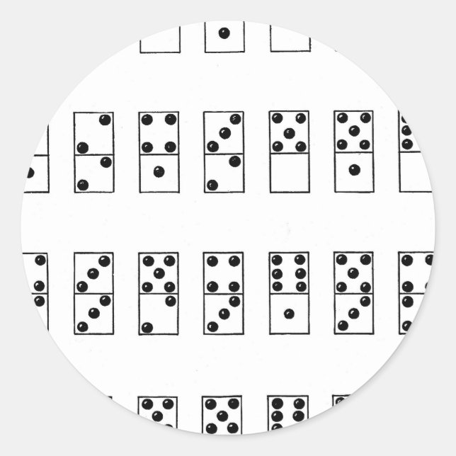 retro vintage set of dominoes classic round sticker (Front)