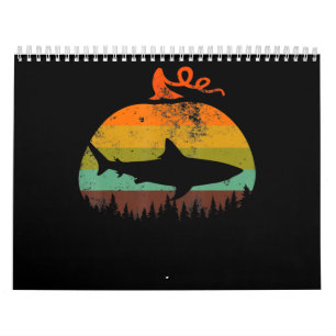 Retro Vintage Shark Pumpkin Halloween Gifts Calendar
