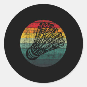 Retro Vintage Shuttle - Birdie Badminton Lover Ath Classic Round Sticker