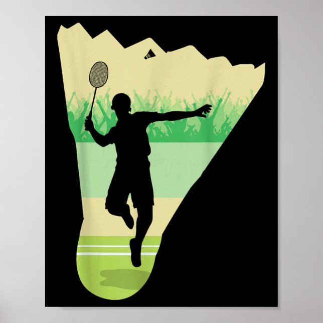 Retro Vintage Shuttle Player Badminton  Poster (Front)