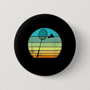 Retro Vintage Shuttle Racket Badminton Player 6 Cm Round Badge