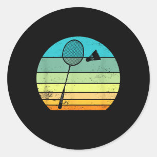 Retro Vintage Shuttle Racket Badminton Player Classic Round Sticker