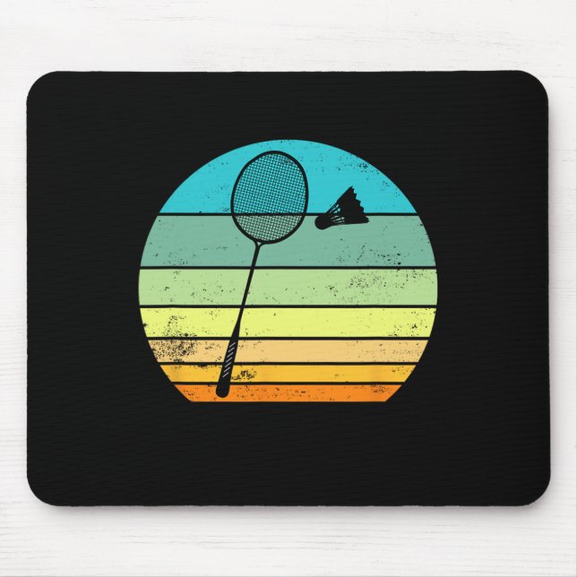Retro Vintage Shuttle Racket Badminton Player  Mouse Mat (Front)