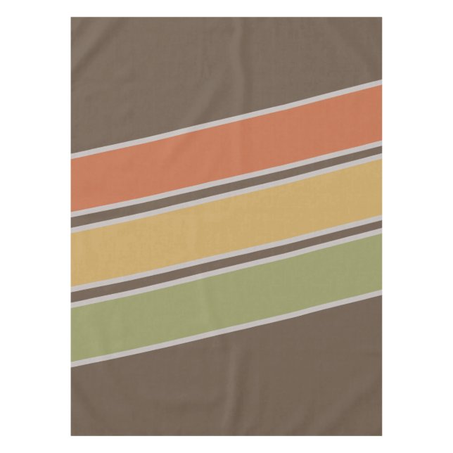 Retro Vintage Simple Three Stripes Brown Tablecloth (Front)