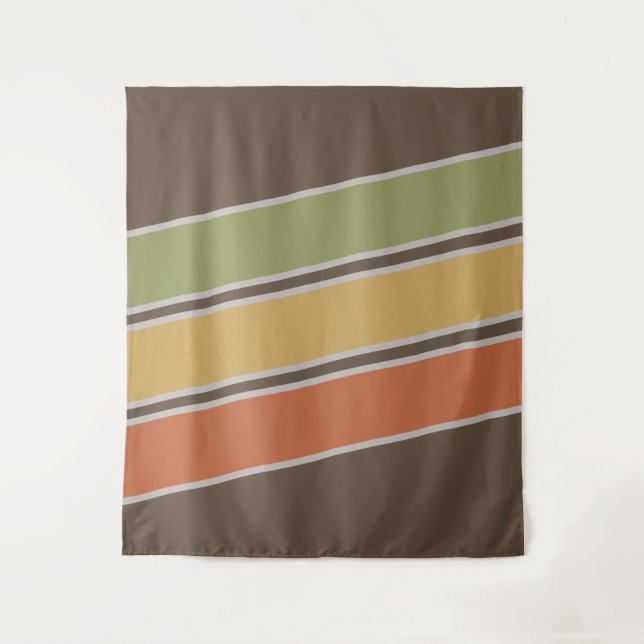 Retro Vintage Simple Three Stripes Brown Tapestry (Front)