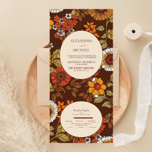 Retro Vintage Sixties Terracotta Wedding All In One Invitation
