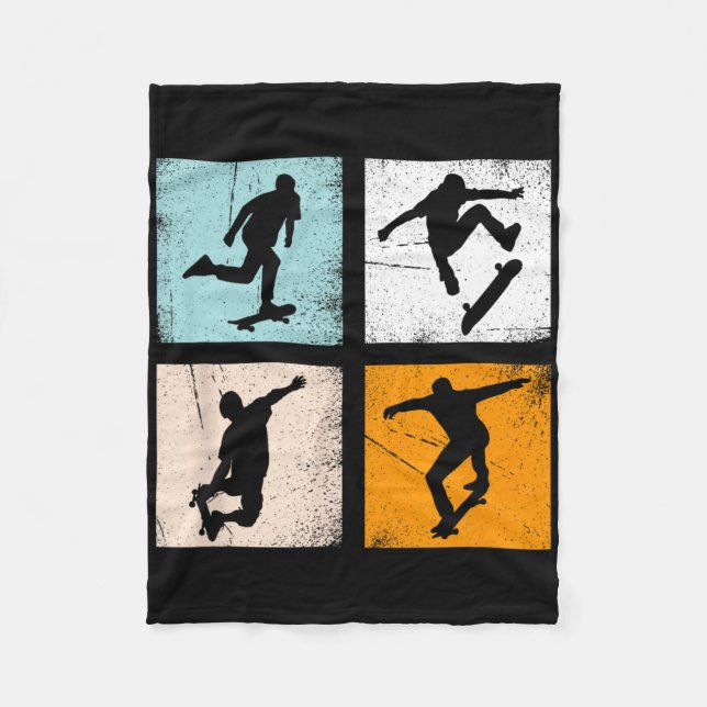 Retro Vintage Skate Skateboard Skateboarding Cloth Fleece Blanket (Front)
