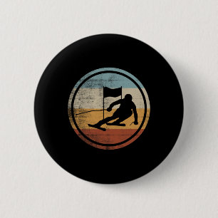 Retro Vintage Ski Skier Design Skiing Slalom 6 Cm Round Badge