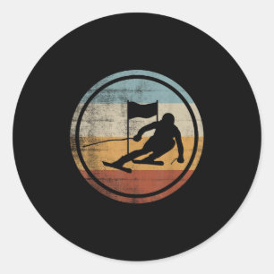 Retro Vintage Ski Skier Design Skiing Slalom  Classic Round Sticker