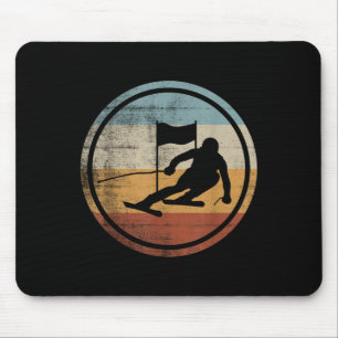Retro Vintage Ski Skier Design Skiing Slalom Mouse Mat