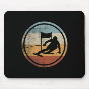 Retro Vintage Ski Skier Design Skiing Slalom Mouse Mat