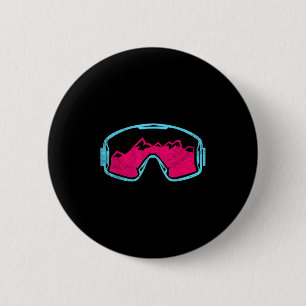 Retro Vintage Ski Snowboard Goggles 80s 90s Skiing 6 Cm Round Badge